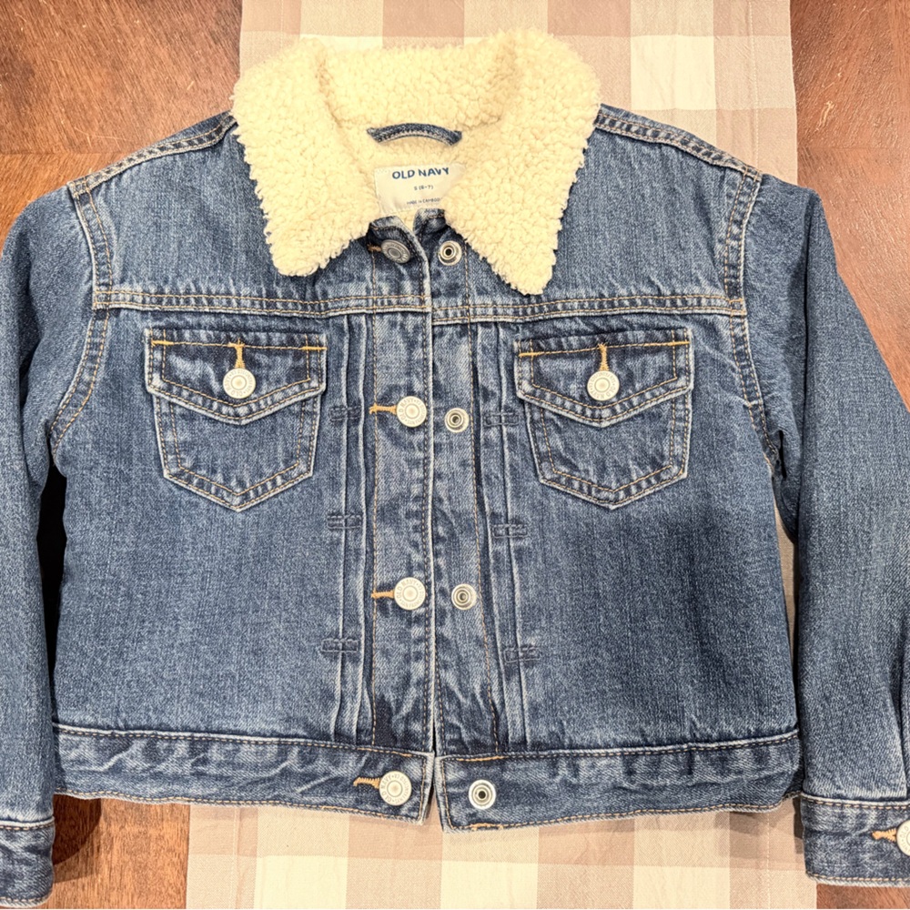 Old Navy Kids Denim Jacket with white Sherpa Collar